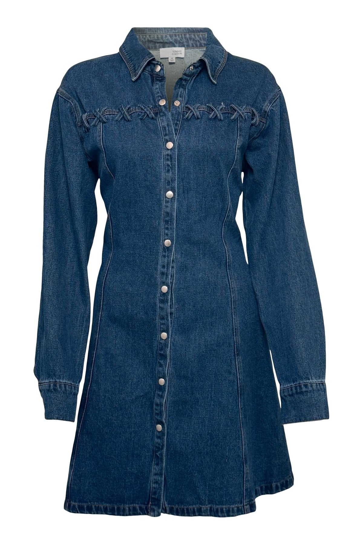 Long Sleeve Fit and Flare Denim Mini Dress
