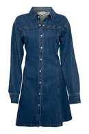 Long Sleeve Fit and Flare Denim Mini Dress - Clove & Ivy