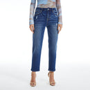 HIGH RISE MOM JEANS WITH FINISHED HEM - BLUEBELL WASH - Clove & Ivy