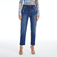 HIGH RISE MOM JEANS WITH FINISHED HEM - BLUEBELL WASH - Clove & Ivy