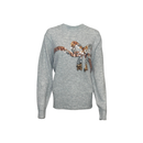 Gray sweater with a decorative bow on a white background