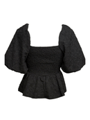 Black Balloon Sleeve Jacquard Top - Clove & Ivy