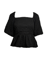 Black Balloon Sleeve Jacquard Top - Clove & Ivy