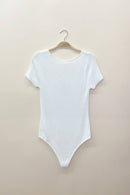 Solid Knit Off White Short Sleeve Bodysuit - Clove & Ivy
