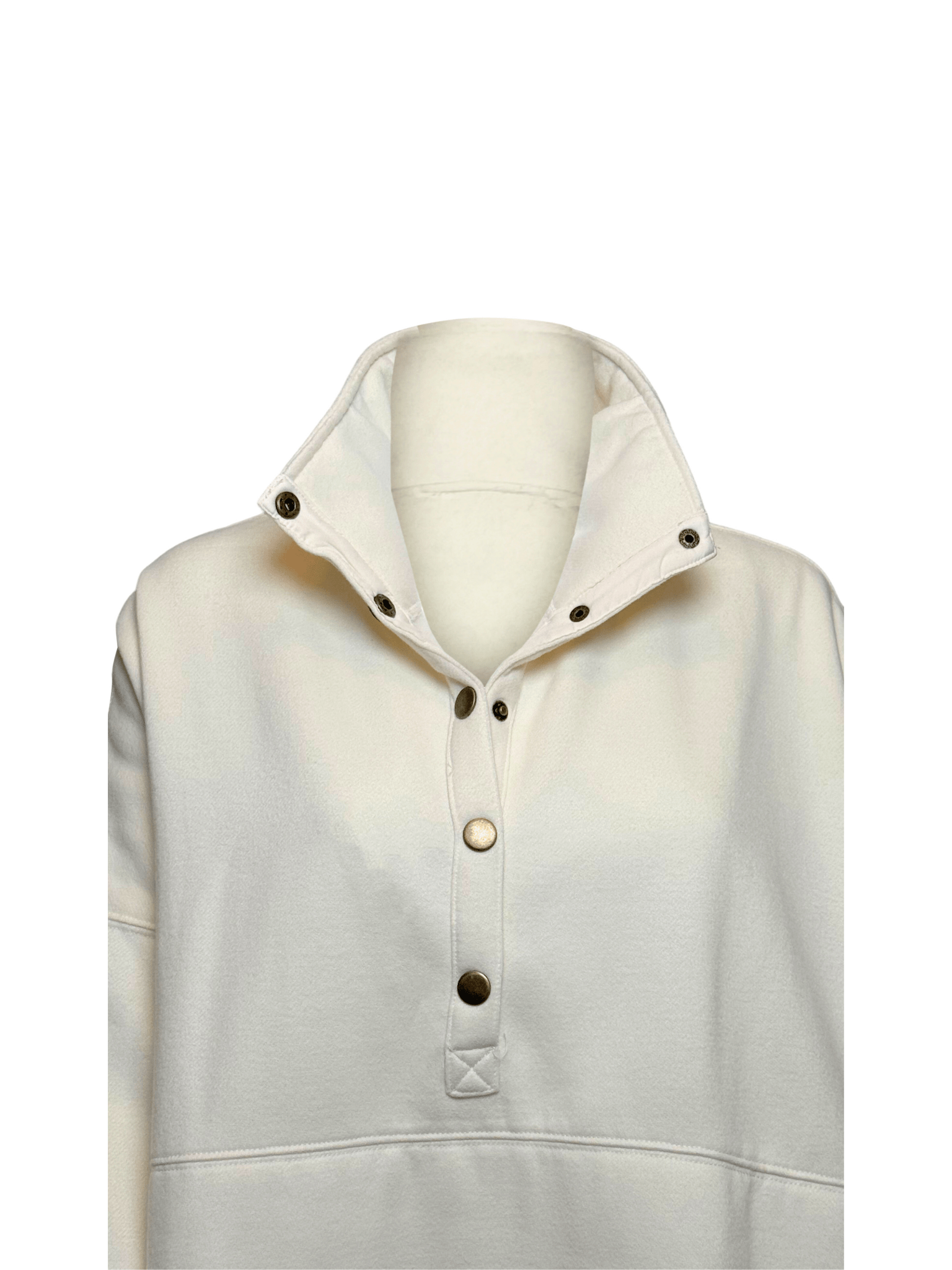Cream High Neck Button Front Sweatshirt - Clove & Ivy