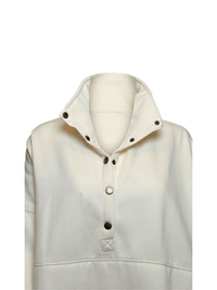Cream High Neck Button Front Sweatshirt - Clove & Ivy
