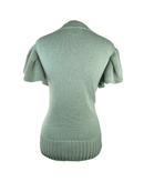 Sage Cable Knit Short Flutter Sleeve Sweater - Clove & Ivy