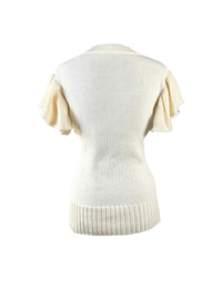 Off - White Cable Knit Short Flutter Sleeve Sweater - Clove & Ivy