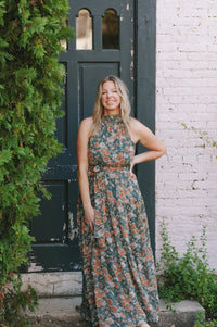 Autumn Floral Halter Neck Maxi Dress - Clove & Ivy