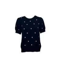 PUFF SHORT SLEEVE POLKA DOT SWEATER - PLUM, BLACK & HUNTER GREEN - Clove & Ivy