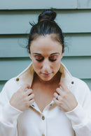 Cream High Neck Button Front Sweatshirt - Clove & Ivy