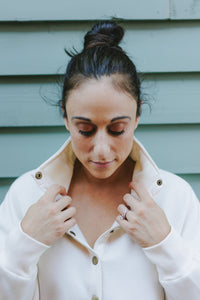 Cream High Neck Button Front Sweatshirt - Clove & Ivy