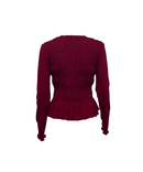 BURGANDY ROUND NECK LONG SLEEVE SMOCKED TOP - Clove & Ivy