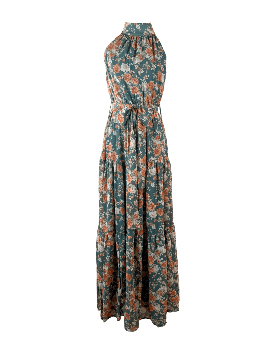 Autumn Floral Halter Neck  Maxi Dress