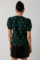 PUFF SHORT SLEEVE POLKA DOT SWEATER - PLUM, BLACK & HUNTER GREEN - Clove & Ivy