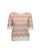 Ivory Short Sleeve Floral Knit Sweater - Clove & Ivy