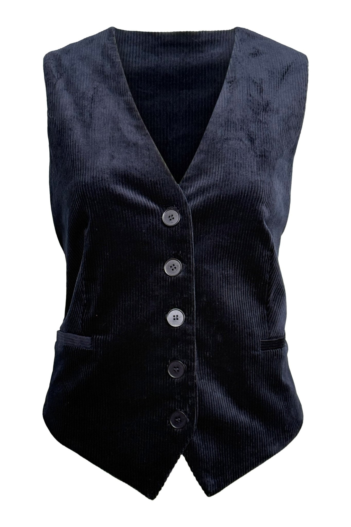 Navy Button Down Corduroy Vest - Clove & Ivy