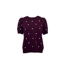 PUFF SHORT SLEEVE POLKA DOT SWEATER - PLUM, BLACK & HUNTER GREEN - Clove & Ivy