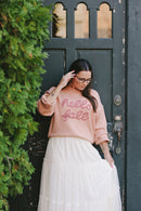 Cozy Embroidered Hello Fall Knit Crewneck Sweater - Clove & Ivy