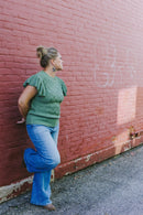 Sage Cable Knit Short Flutter Sleeve Sweater - Clove & Ivy