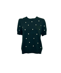 PUFF SHORT SLEEVE POLKA DOT SWEATER - PLUM, BLACK & HUNTER GREEN - Clove & Ivy