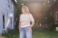 Ivory Short Sleeve Floral Knit Sweater - Clove & Ivy