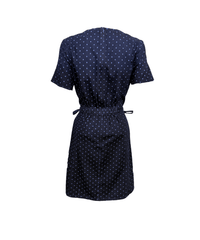 DENIM POLKA DOT SHORT SLEEVE SIDE TIES MINI DRESS - Clove & Ivy