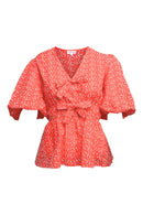 Coral Embroidery Peplum Top - Clove & Ivy