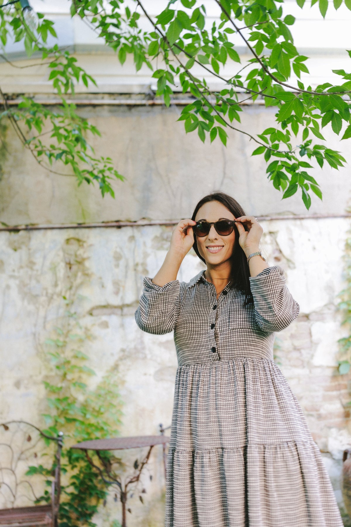 Black and White Collared Gingham Mini Dress - Clove & Ivy
