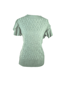 Sage Cable Knit Short Flutter Sleeve Sweater - Clove & Ivy