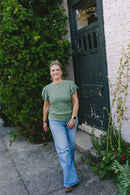 Sage Cable Knit Short Flutter Sleeve Sweater - Clove & Ivy