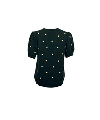 PUFF SHORT SLEEVE POLKA DOT SWEATER - PLUM, BLACK & HUNTER GREEN - Clove & Ivy