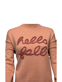 Cozy Embroidered Hello Fall Knit Crewneck Sweater - Clove & Ivy