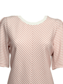 Mauve and White Herringbone Puff Sleeve Top - Clove & Ivy