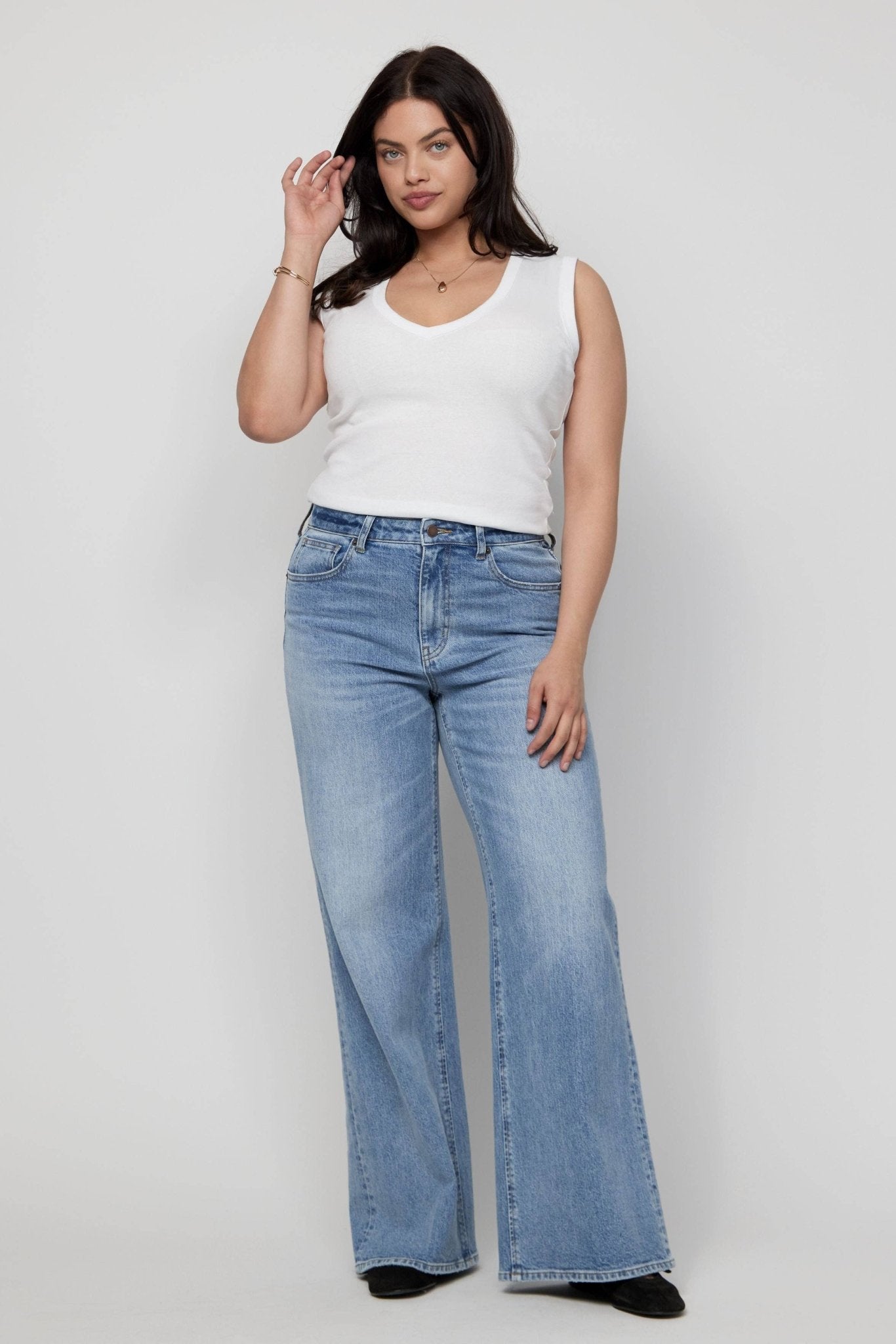 Andrews High Rise Extra Wide Leg Jeans – Classic Vintage Wash