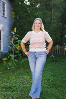 Ivory Short Sleeve Floral Knit Sweater - Clove & Ivy