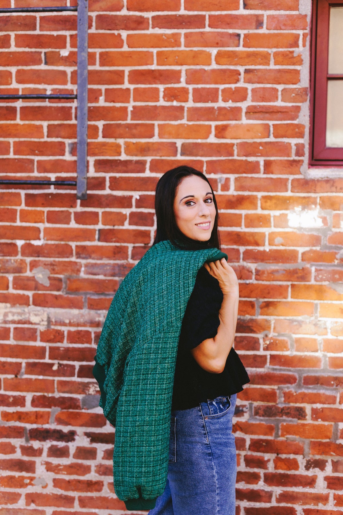Metallic Green Tweed Bomber Jacket - Clove & Ivy