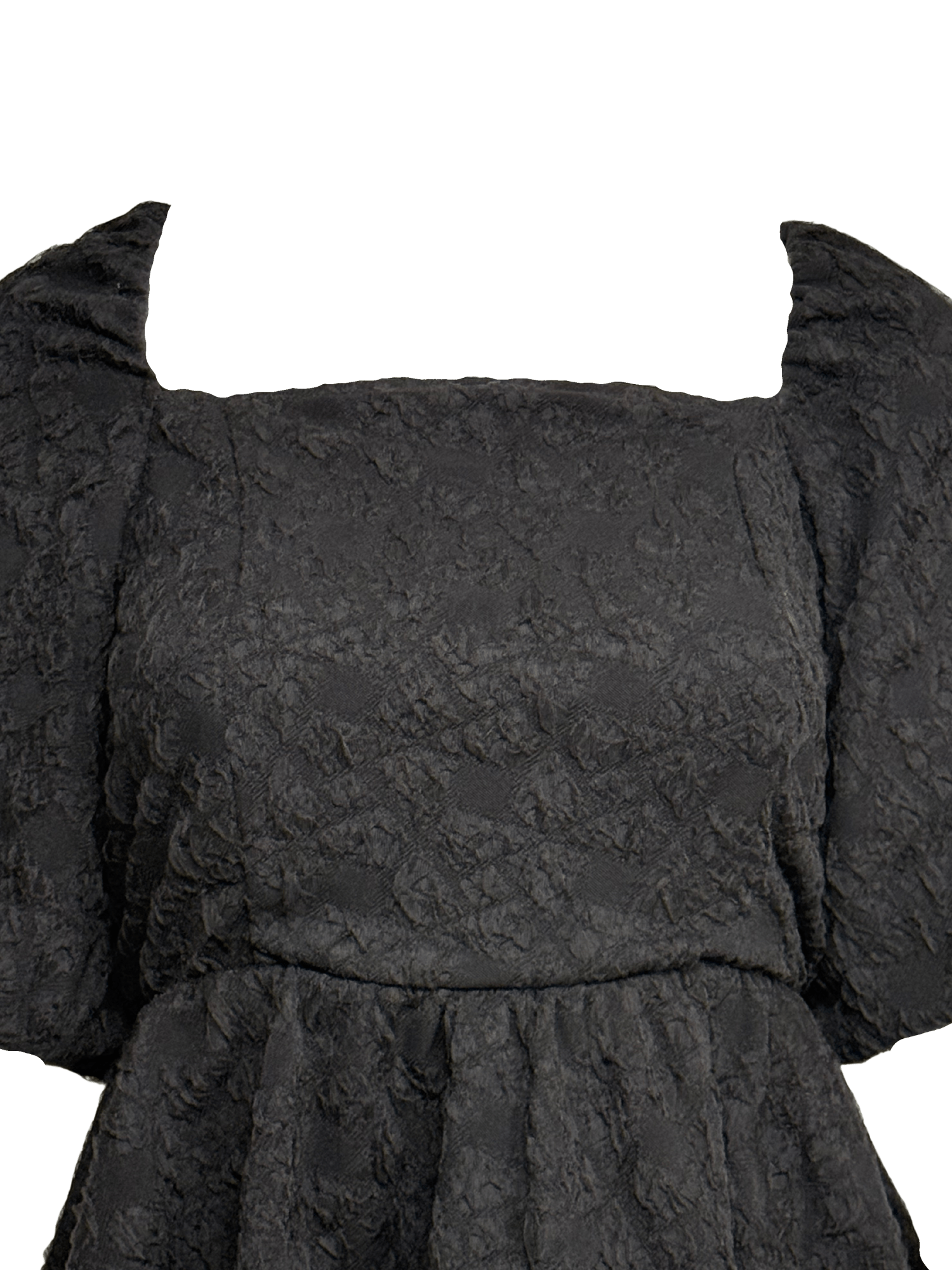 Black Balloon Sleeve Jacquard Top - Clove & Ivy