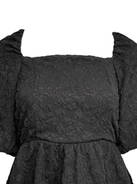 Black Balloon Sleeve Jacquard Top - Clove & Ivy