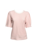 Mauve and White Herringbone Puff Sleeve Top - Clove & Ivy