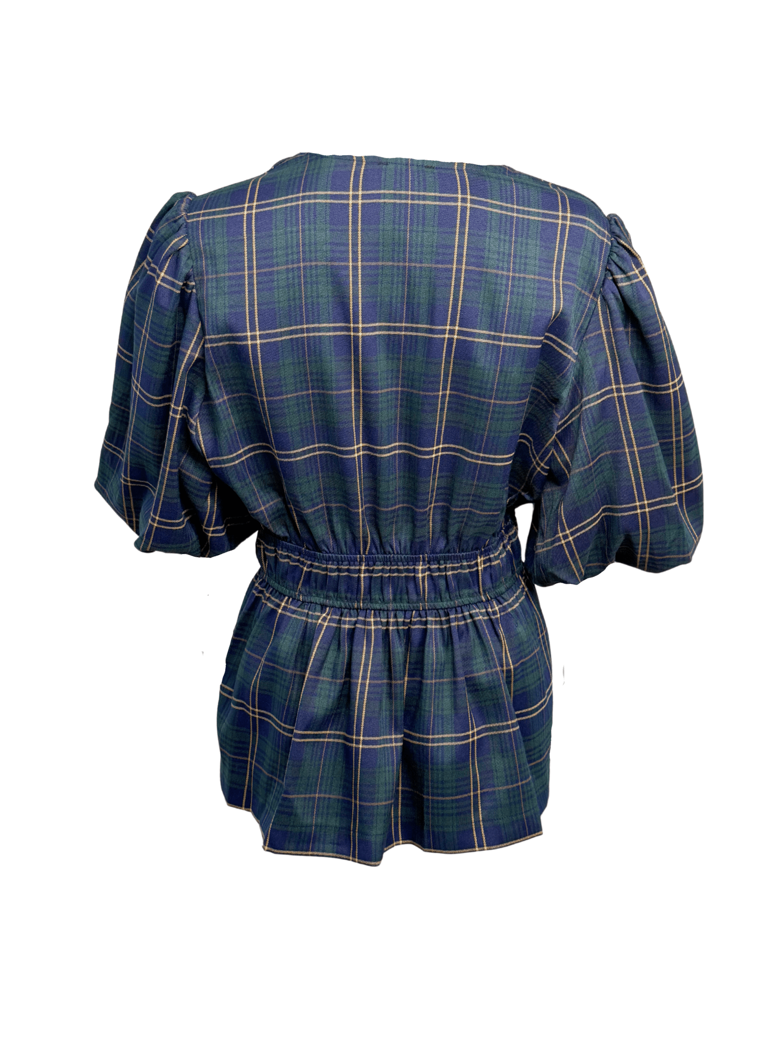 Eloise Green Tartan Peplum Top - Clove & Ivy