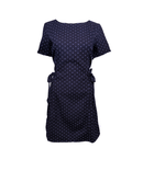 DENIM POLKA DOT SHORT SLEEVE SIDE TIES MINI DRESS - Clove & Ivy