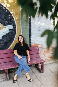 Black Balloon Sleeve Jacquard Top - Clove & Ivy