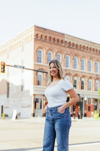 Solid Knit Off White Short Sleeve Bodysuit - Clove & Ivy