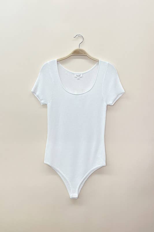 Solid Knit Off White Short Sleeve Bodysuit