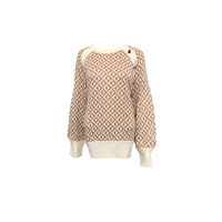 Crew Neck Geo Patterned Knitted Sweater - Taupe & Black - Clove & Ivy