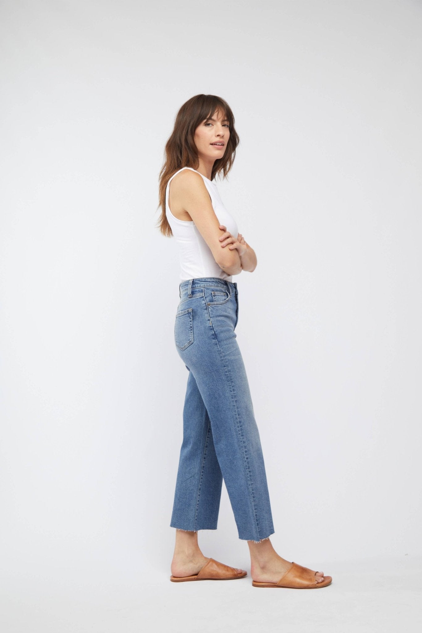 Aberdeen Ankle Crop High Rise Jean, Vintage Worn - Clove & Ivy