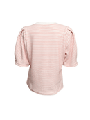 Mauve and White Herringbone Puff Sleeve Top - Clove & Ivy