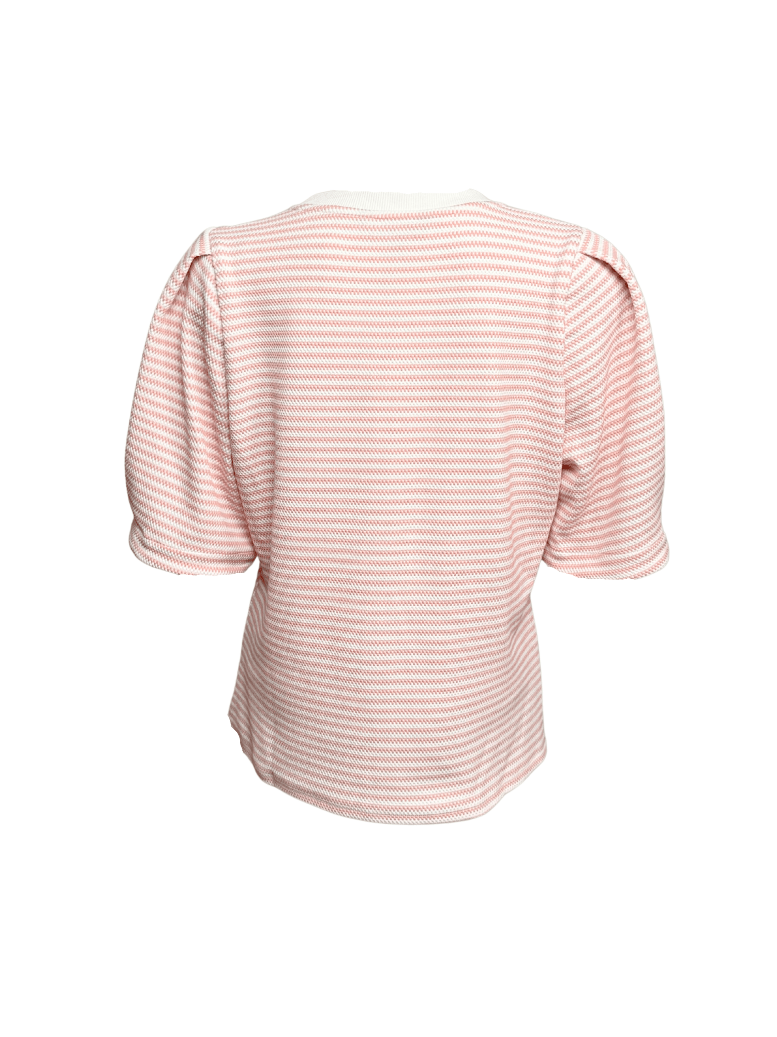Mauve and White Herringbone Puff Sleeve Top - Clove & Ivy