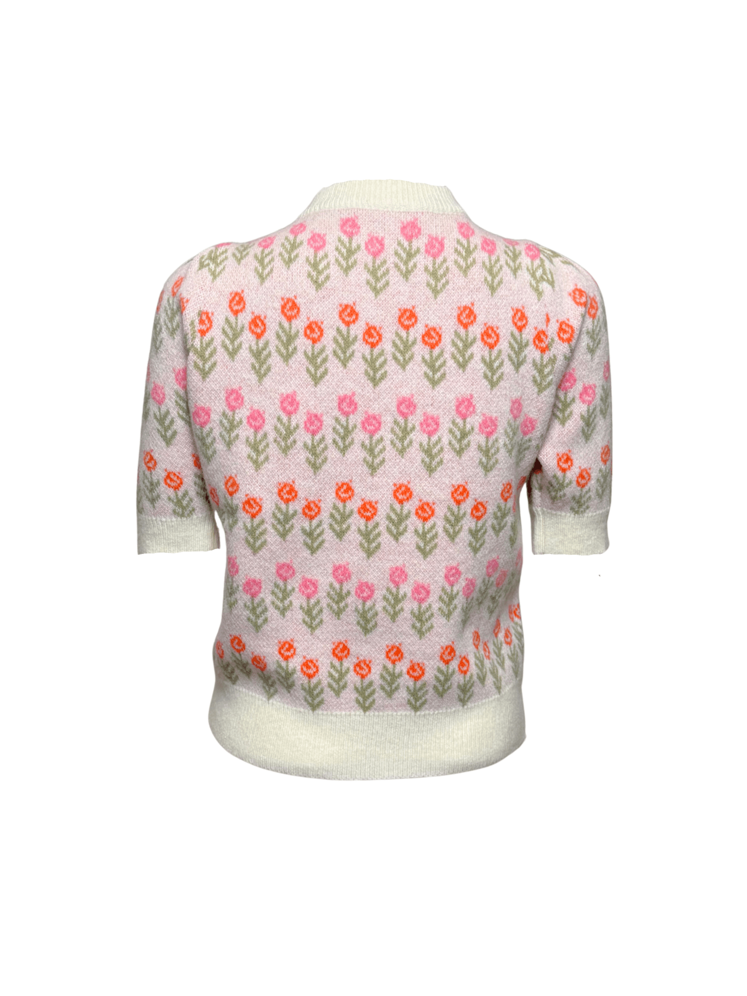 Ivory Short Sleeve Floral Knit Sweater - Clove & Ivy